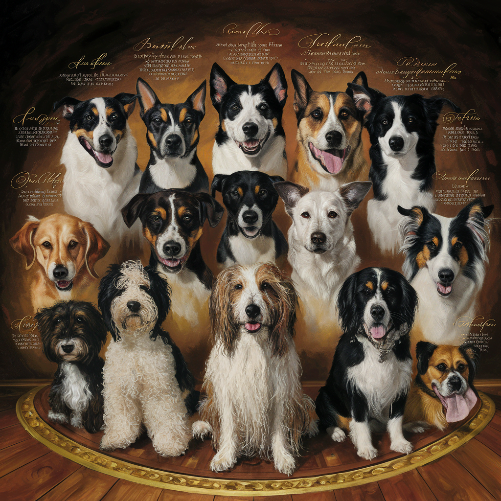 História dos Cães - 13 Fatos. vários tamanhos e cores e raças de cães